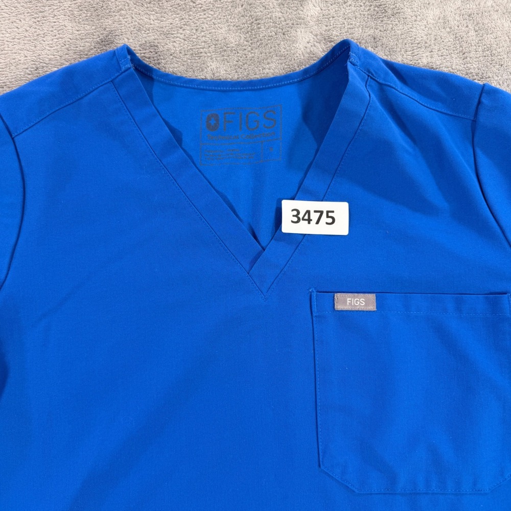 FIGS Scrub Top Womens S Royal Blue Casmir V-Neck Single Pocket FW1000